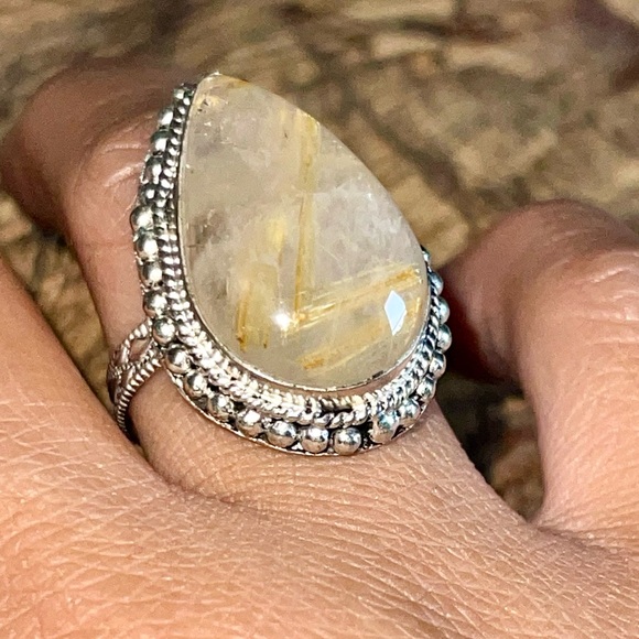 Needlelike Rutile Ring Size 8 3/4 - Picture 3 of 6